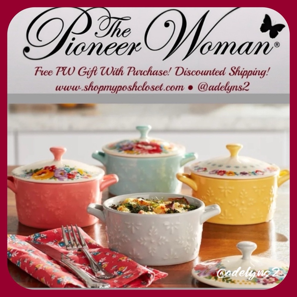 ๐บ New Pioneer Woman, 4 Pack Ceramic Mini Casserole Dish - Picture 1 of 6